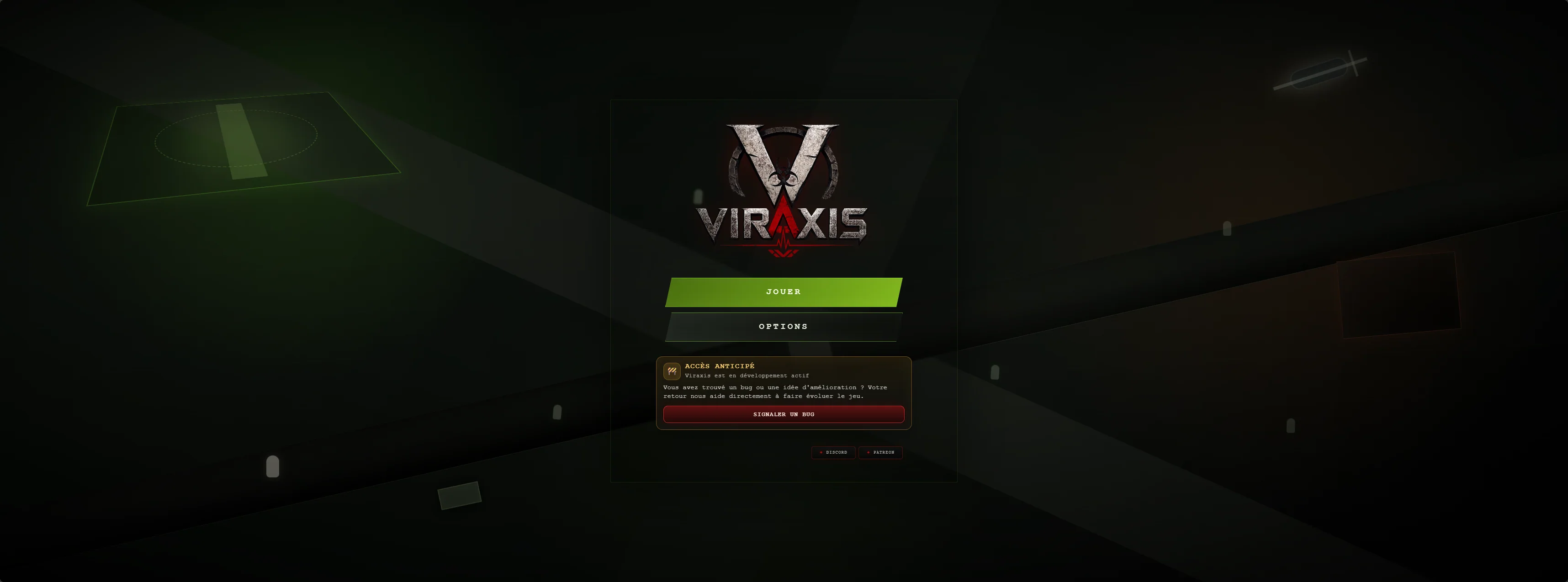 Écran d’accueil de Viraxis.io